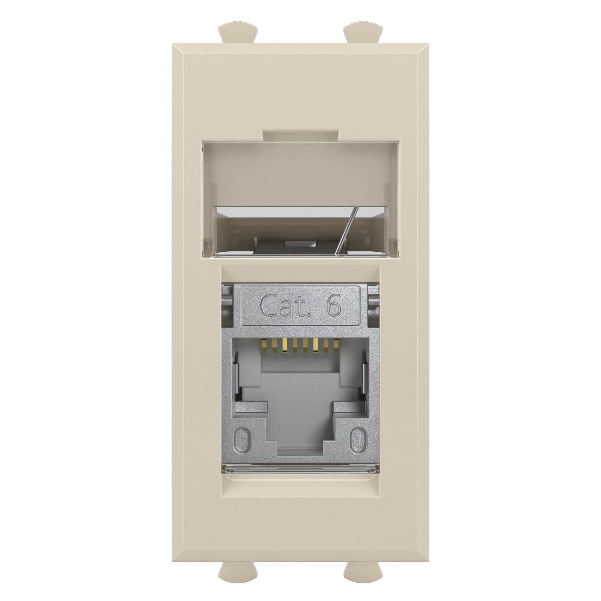 DKC Компьютерная розетка RJ-45 модульная, кат.6 экранированная, "Avanti","Ванильная дымка", 1 модуль — миниатюра 2