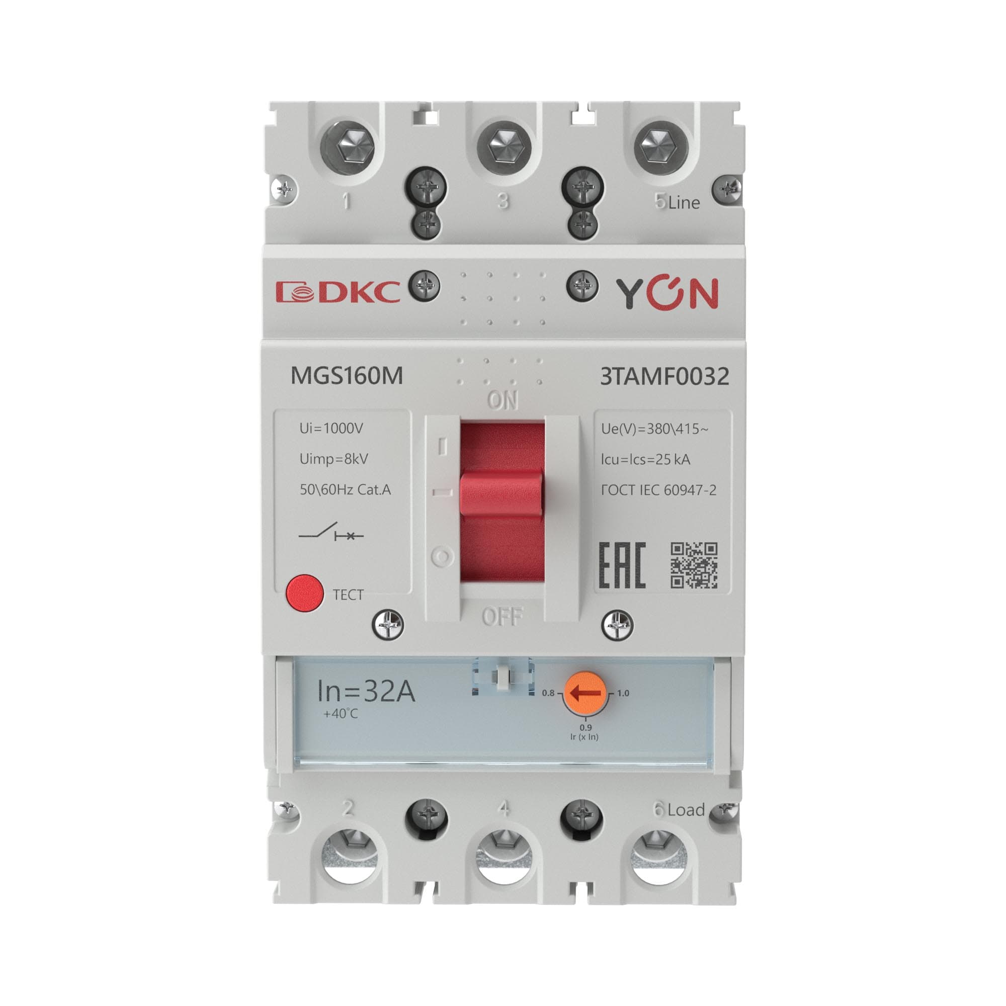 DKC Авт. выкл. YON MGS160 3P 25,6-32A 25kA — миниатюра 2
