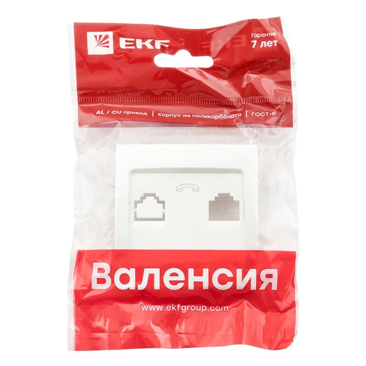 EKF PROxima Валенсия лицевая панель розетки Phone 1-местная жемчуг — миниатюра 3