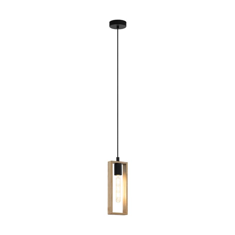 Eglo 49473 Подвес LITTLETON, 1x60W (E27), L110, B100, H1100, сталь, черный/дерево, коричневый