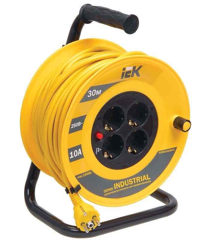 IEK Катушка УК30 с т/з 4 места 2Р+PЕ/30м 3х1,0 мм2 "Industrial" — миниатюра 2