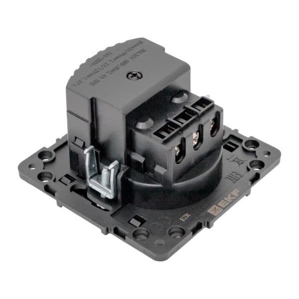 EKF Стокгольм Механизм Розетки 1-местной с/з, USB A+C 16А винтовые клеммы черный с защ. штор — миниатюра 8