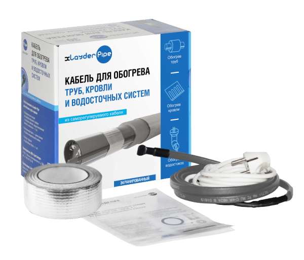 Комплект для обогрева труб с защитным экраном xLayder Pipe EHL-CR, 30 Вт/м2, 8 м