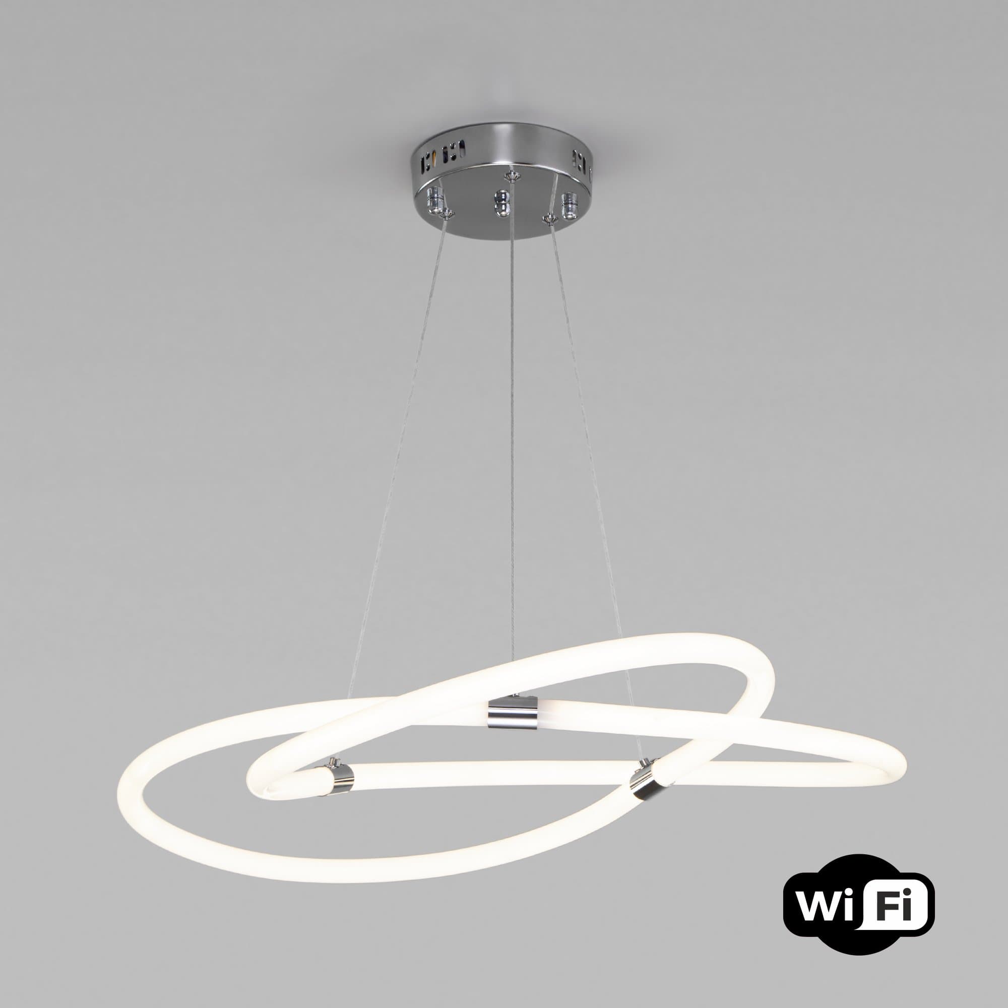 Eurosvet Подвесной светодиодный светильник с управлением по Wi-Fi 90234/1 хром Smart a053049