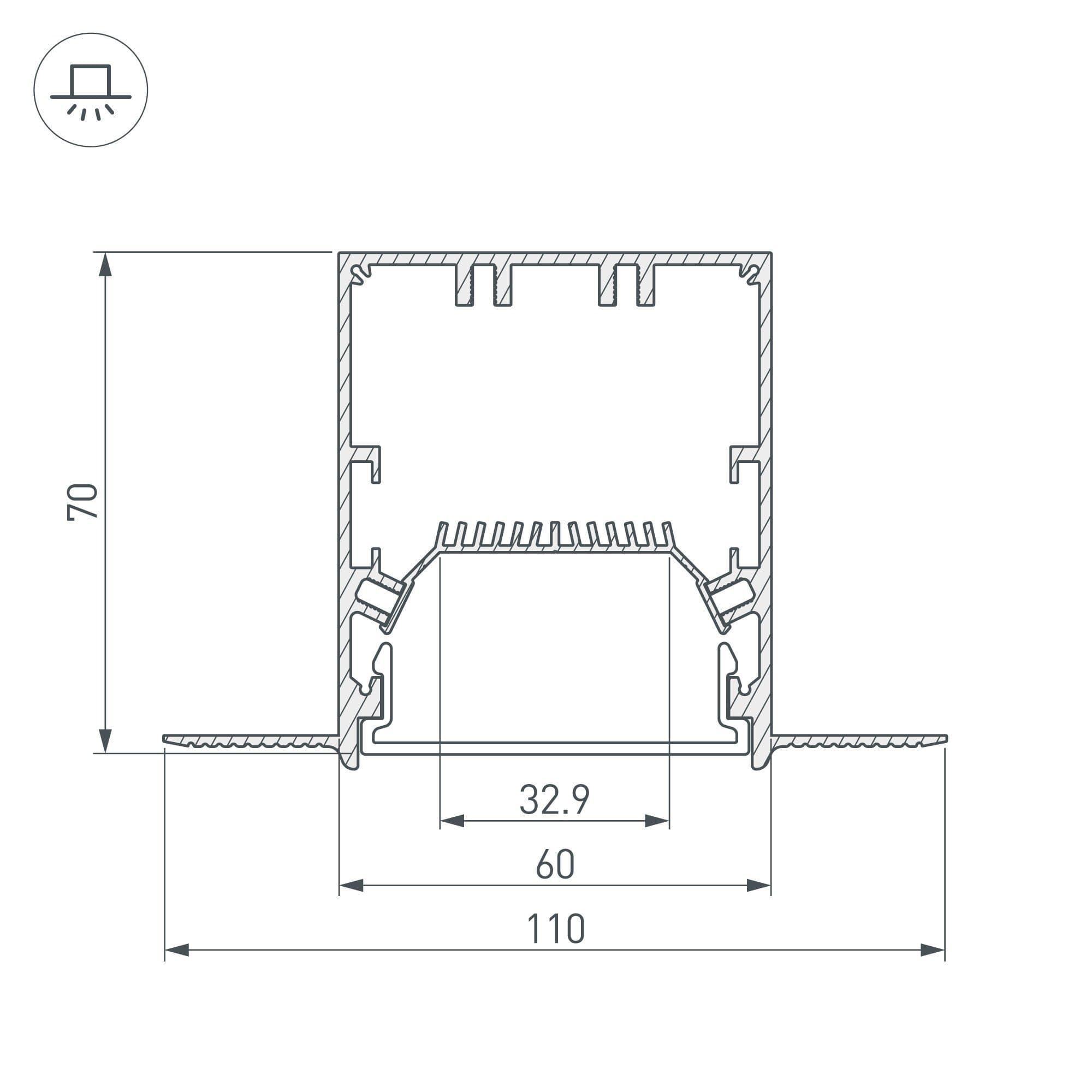 Arlight Профиль SL-LINIA55-FANTOM-2000 ANOD (Алюминий) 027161 — миниатюра 2