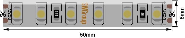 SWG Лента светодиодная стандарт 3528, 120 LED/м, 9,6 Вт/м, 24В , IP65, Цвет: Холодный белый SWG3120-24-9.6-W-65