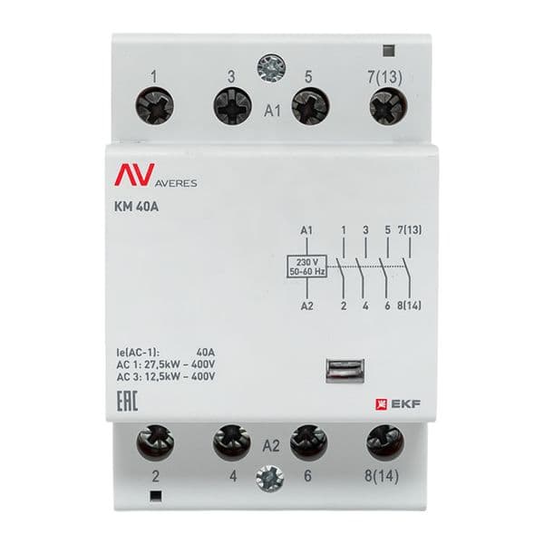 EKF Контактор модульный КМ 40А 4NO 230В АС (3 мод.) AVERES — миниатюра 3