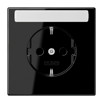 JUNG Штепсельная розетка SCHUKO 16A, 250V~ с защитой от детей и полем для надписи чёрная LS1520KINASW