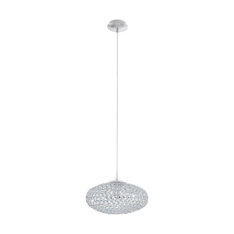 Eglo Подвес CLEMENTE, 1х60W (E27), Ø350, cталь, хром/хрусталь, прозрачный 95286
