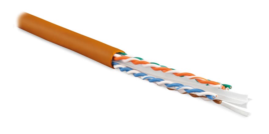 Hyperline UUTP4-C6-S23-IN-LSZH-OR-305 (305 м) Кабель витая пара U/UTP, категория 6, 4 пары (23 AWG), одножильный (solid), с разделителем, LSZH, нг(С)- 47461
