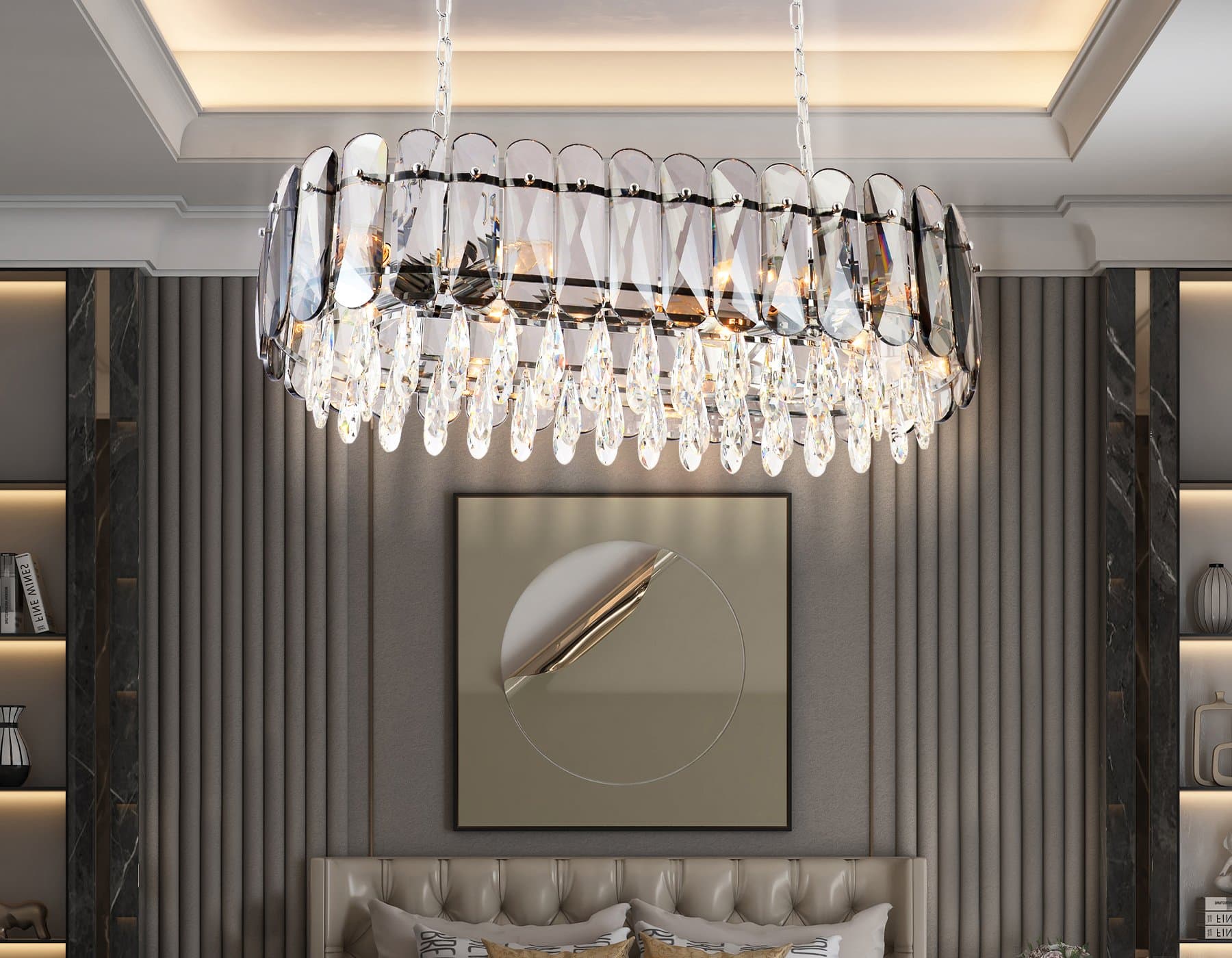 Ambrella Подвесная люстра TR5073/8 CH/SM/CL хром/дымчатый/прозрачный E14/8 max 40W 800*360*950 — миниатюра 3
