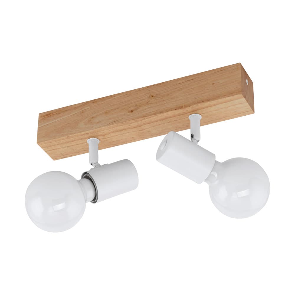 Eglo 33169 Cпот TOWNSHEND 3, 2x60W (E27), L300, B50, дерево, сталь, коричневый, белый