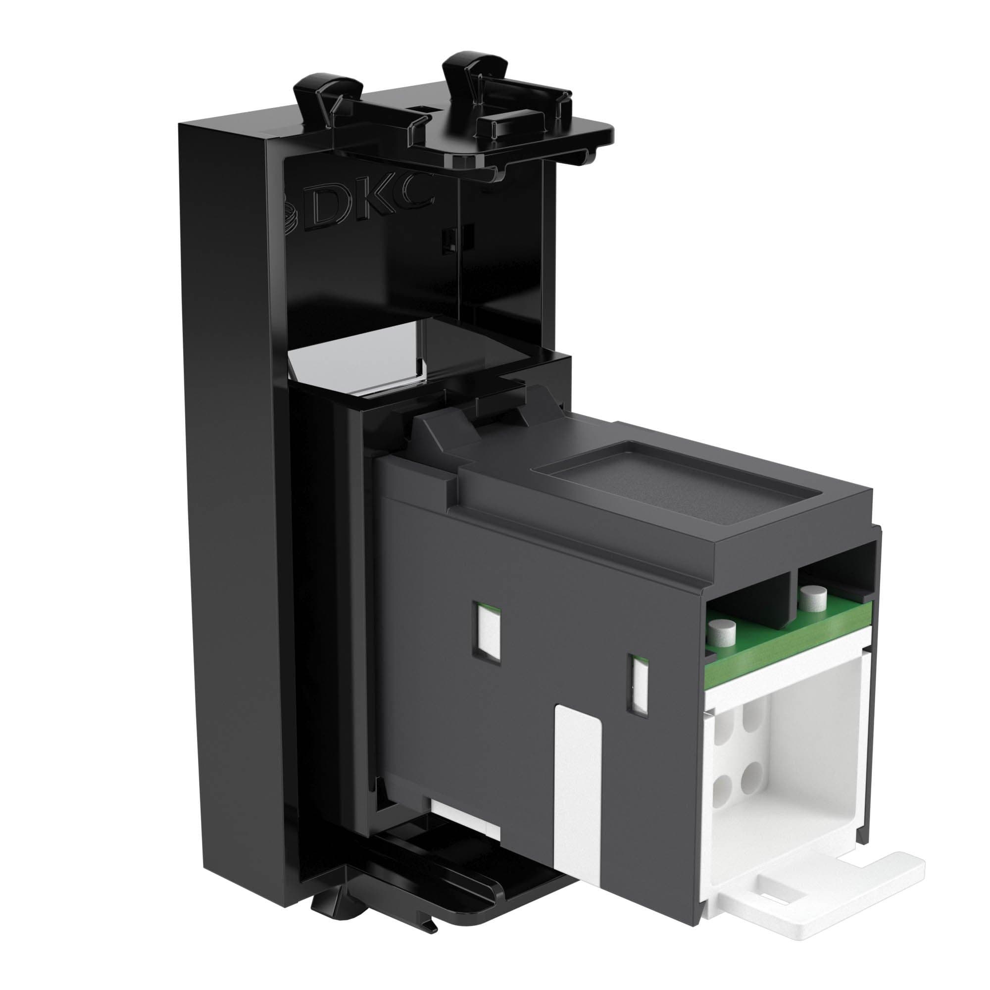 DKC Компьютерная розетка RJ-45 модульная, кат.5е, "Avanti", "Черный квадрат", 1 модуль — миниатюра 4