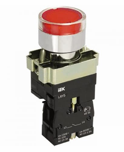 IEK LAY5 Кнопка управления LAY5-BW3461 с подсветкой красный 1з — миниатюра 2
