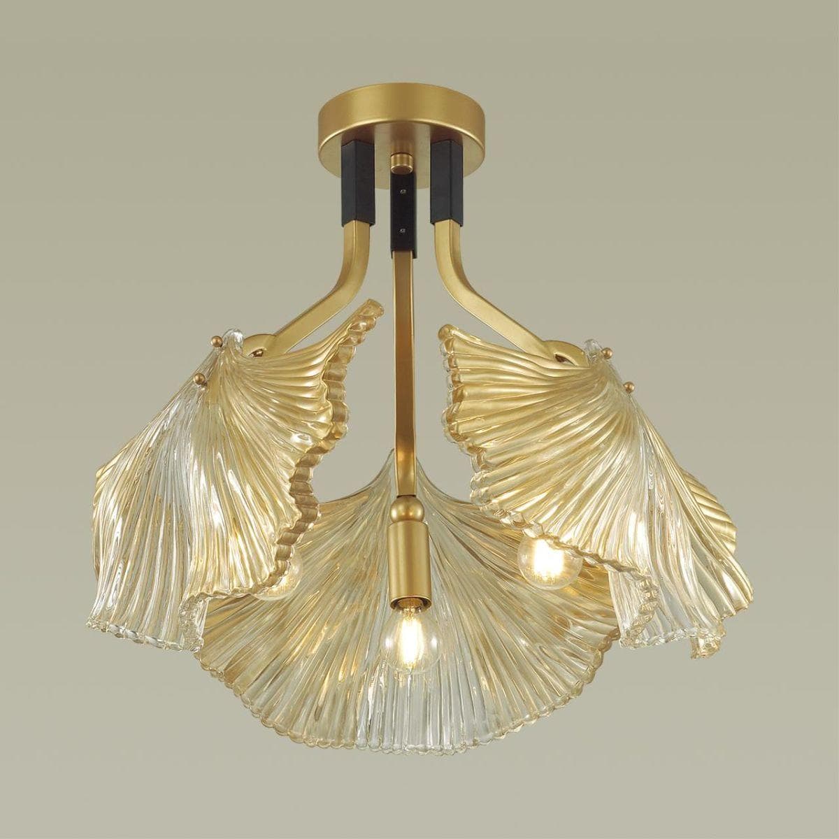 Odeon Light 4870/3C HALL ODL_EX22 13 золотой/черный/стекло Люстра потолочная E14 3*40W VENTAGLIO — миниатюра 4