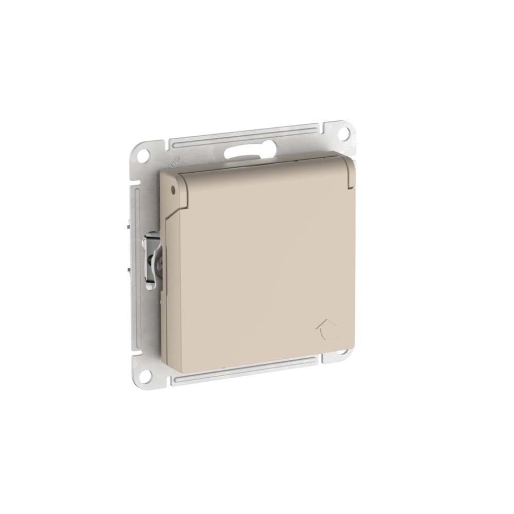 Systeme Electric AtlasDesign Песочный Розетка с заземл. со шторк. с крышкой, 16А,IP20,мех., быстрозажим. клем. — миниатюра 4