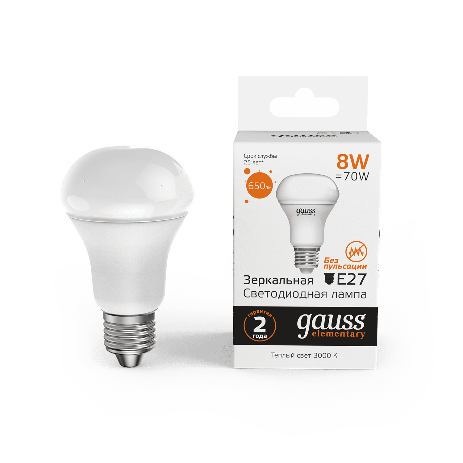 Gauss Лампа Elementary R63 8W 650lm 3000K Е27 LED 1/10/50 63218 — миниатюра 7