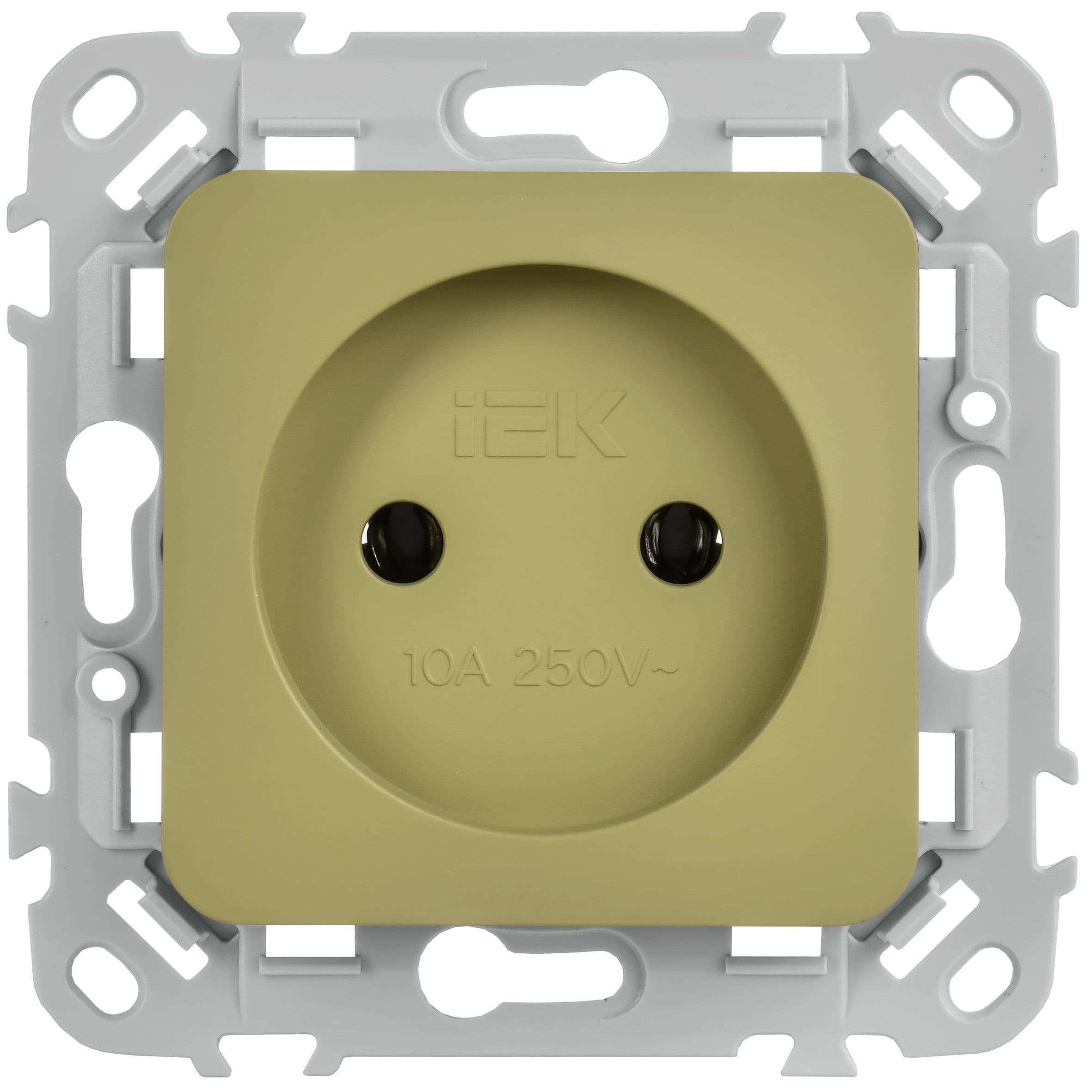 IEK FLITE Оливковый Розетка без заземления без защитных шторок безвинтовое крепление 10А — миниатюра 2