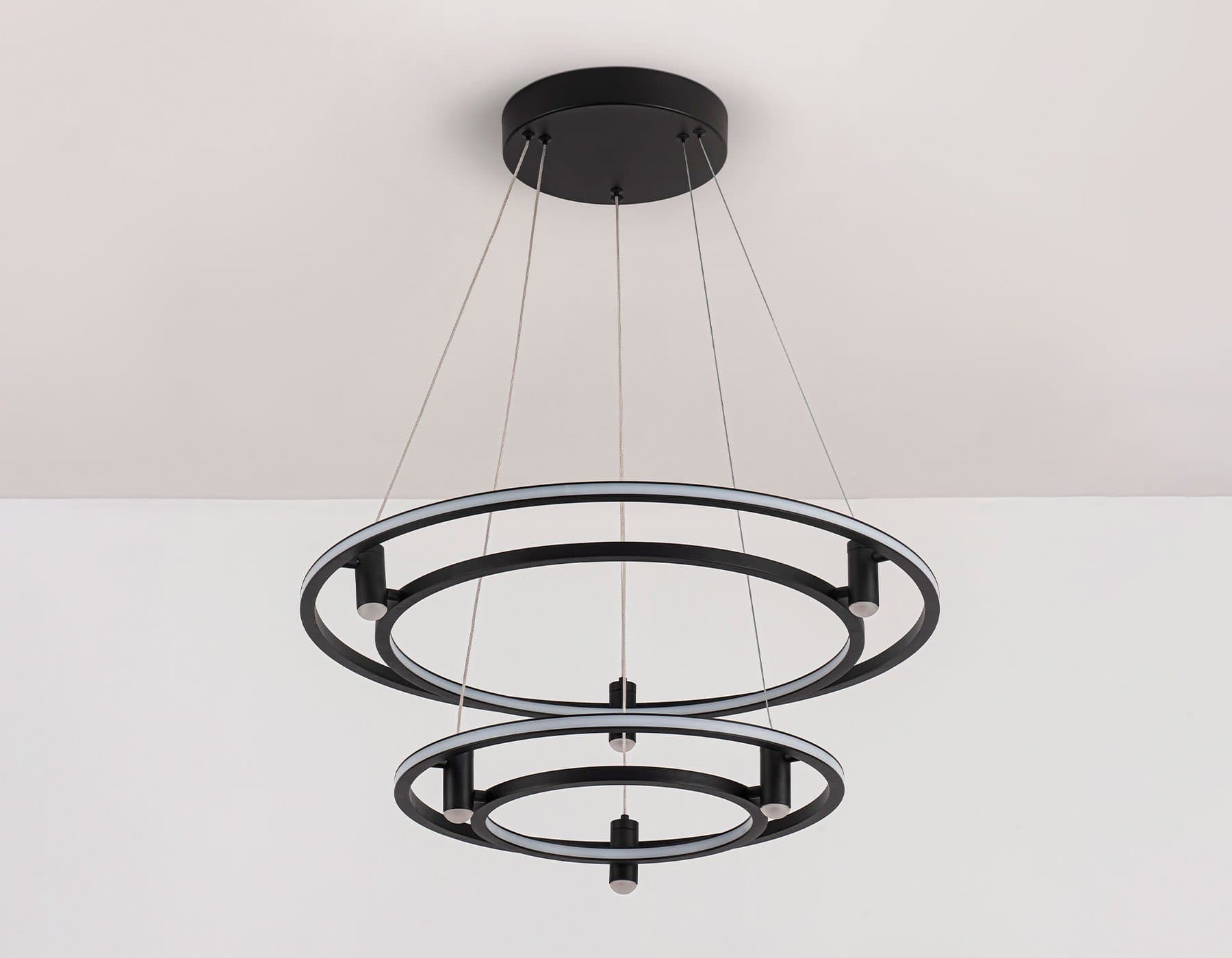 Ambrella Светильник подвесной светодиодный FL5544/2+6 BK черный 90W 3000K/4200K/6400K D600/400*1300 (без ПДУ) — миниатюра 6