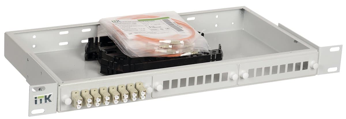 IEK ITK 1U кросс укомплектованный: SC (Simplex) 24шт; (OM2) FOBX24-1U-24SCUS50