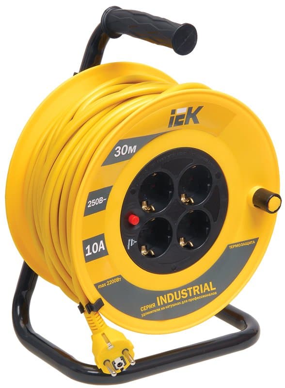 IEK Катушка УК30 с т/з 4 места 2Р+PЕ/30м 3х1,0 мм2 "Industrial"