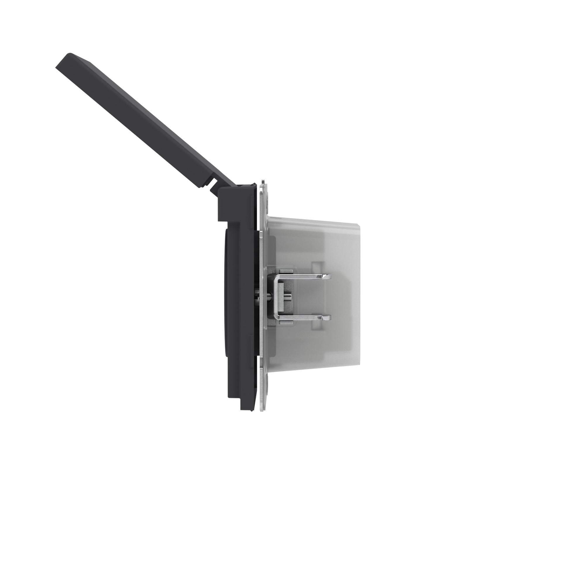 DKC KANT Розетка силовая, 2P+E, с з/ш, с крышкой, IP44, черный уголь — миниатюра 4