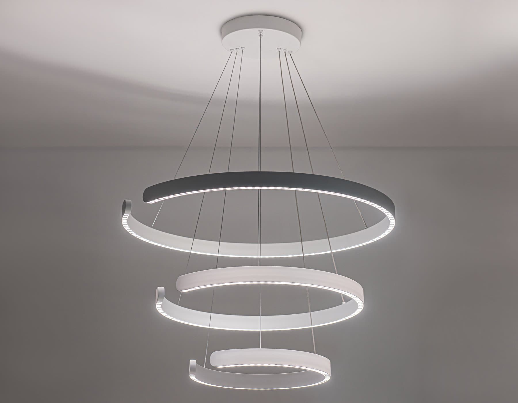 Ambrella Светильник подвесной светодиодный FL5887/3 WH белый 90W 3000K/4200K/6400K D800/600/400*1200 (без ПДУ) — миниатюра 3