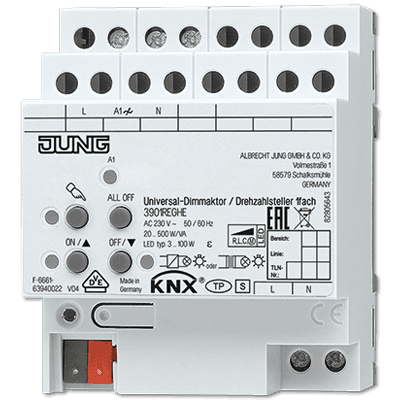 JUNG KNX Светорегулятор 1-канальный 500W 3901REGHE