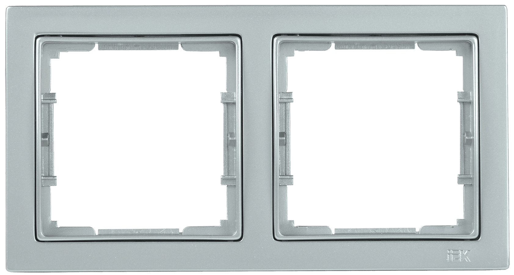 IEK РУ-2-БС Рамка двухместная квадратная BOLERO Q1 серебряный EMB22-K23-Q1 — миниатюра 2