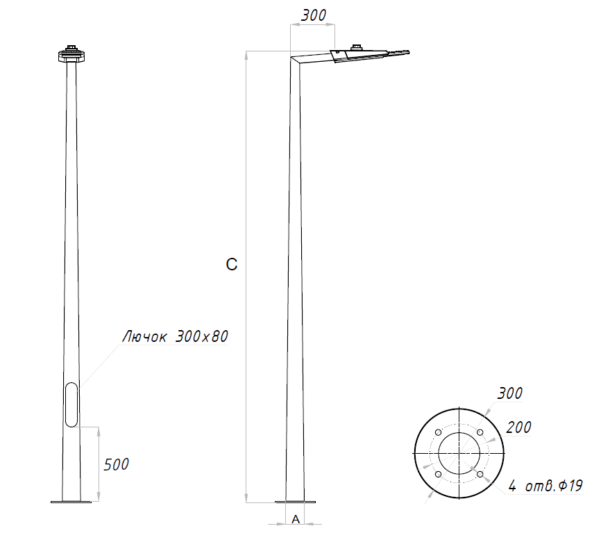 GALAXY LED 35W DW 827 RAL9006 POLE 4M (в комплекте ЗДФ) — миниатюра 2