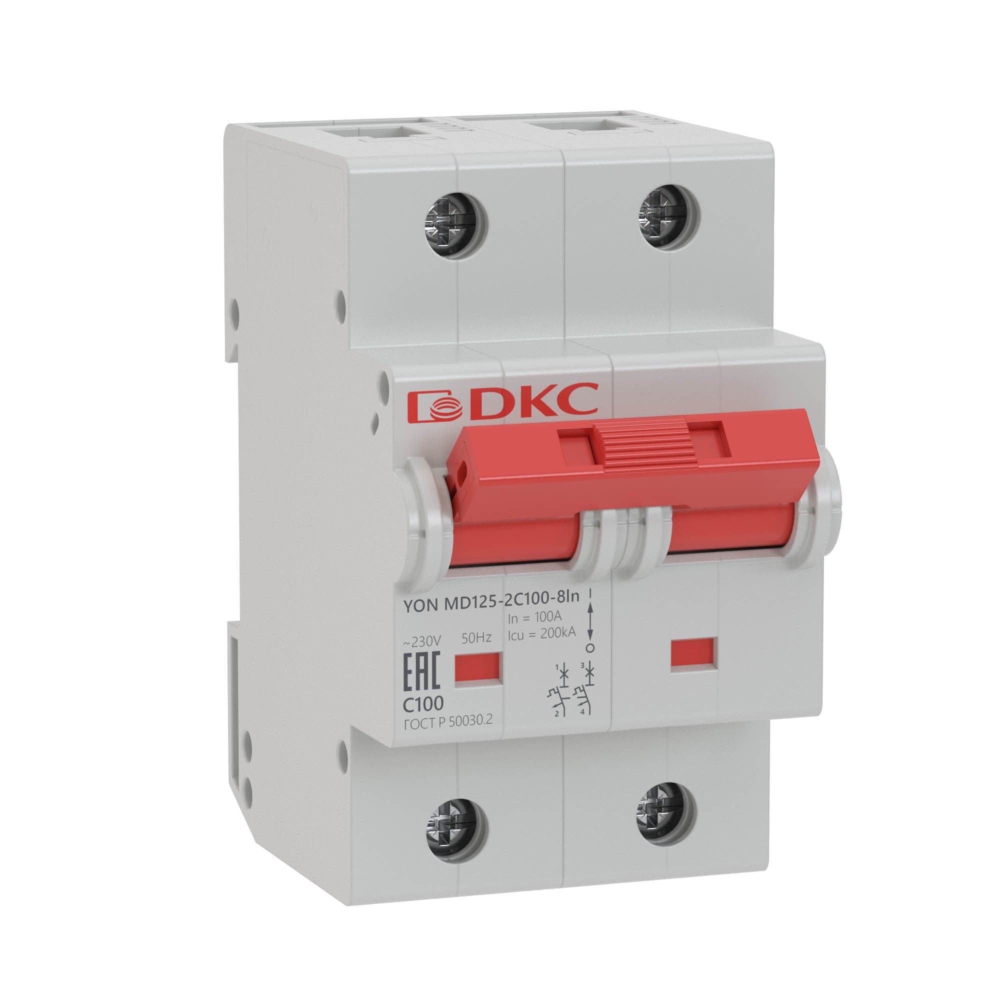 DKC YON pro Автоматический выключатель модульный MD125 1P+N 100А C 20kA MD125-2NC100