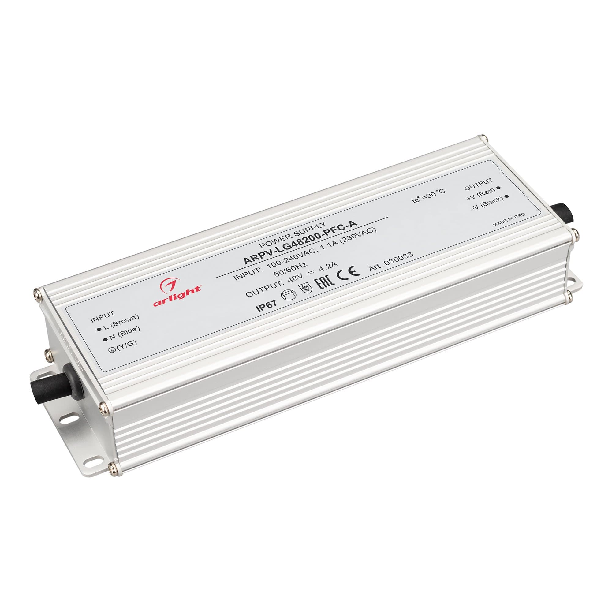 Arlight Блок питания ARPV-LG48200-PFC-A (48V, 4.2A, 200W) (IP67 Металл, 5 лет) 030033 — миниатюра 1
