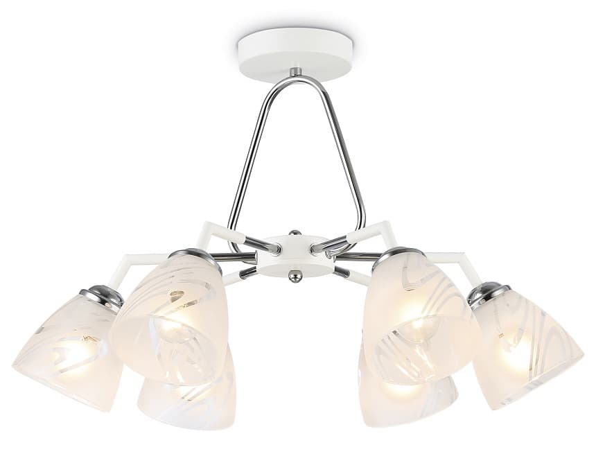 Ambrella Светильник подвесной TR303292/6 WH/CH/FR белый/хром/белый матовый E27*6 max 60W D590*380