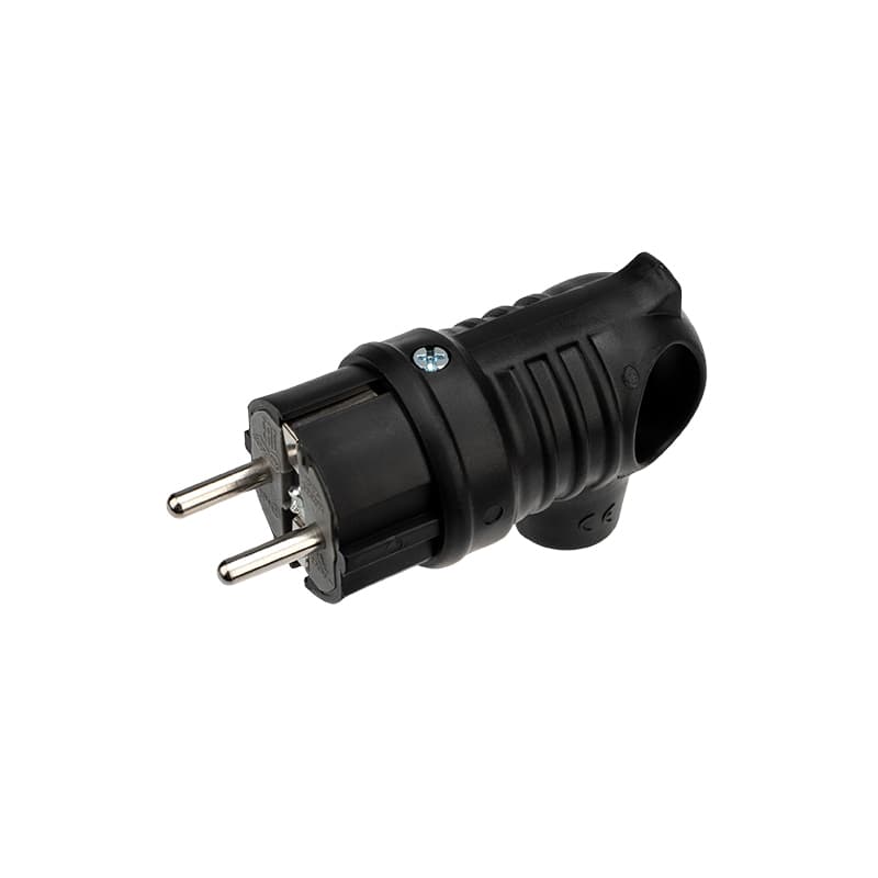 Вилка угловая влагозащищенная с кольцом, с/з, 16 А, IP44 каучук Rexant 111-002