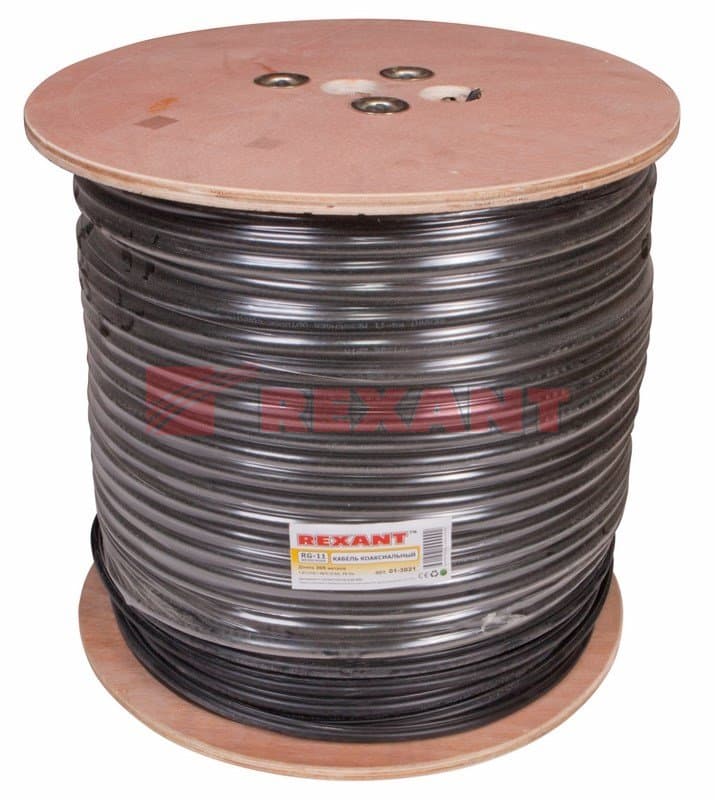 Кабель RG-11U (75 Ом) 305м OUTDOOR + ТРОС*1 Rexant 01-3021 — миниатюра 2