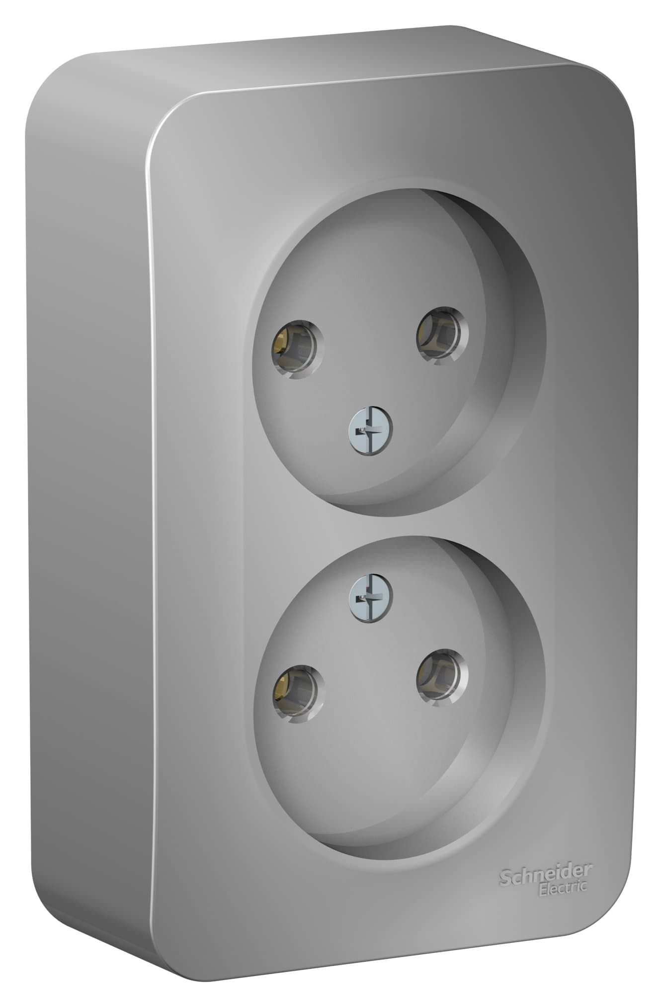 Systeme Electric Blanca наруж Алюминий Розетка 2-ая б/з без шторок, 16А, 250В — миниатюра 2