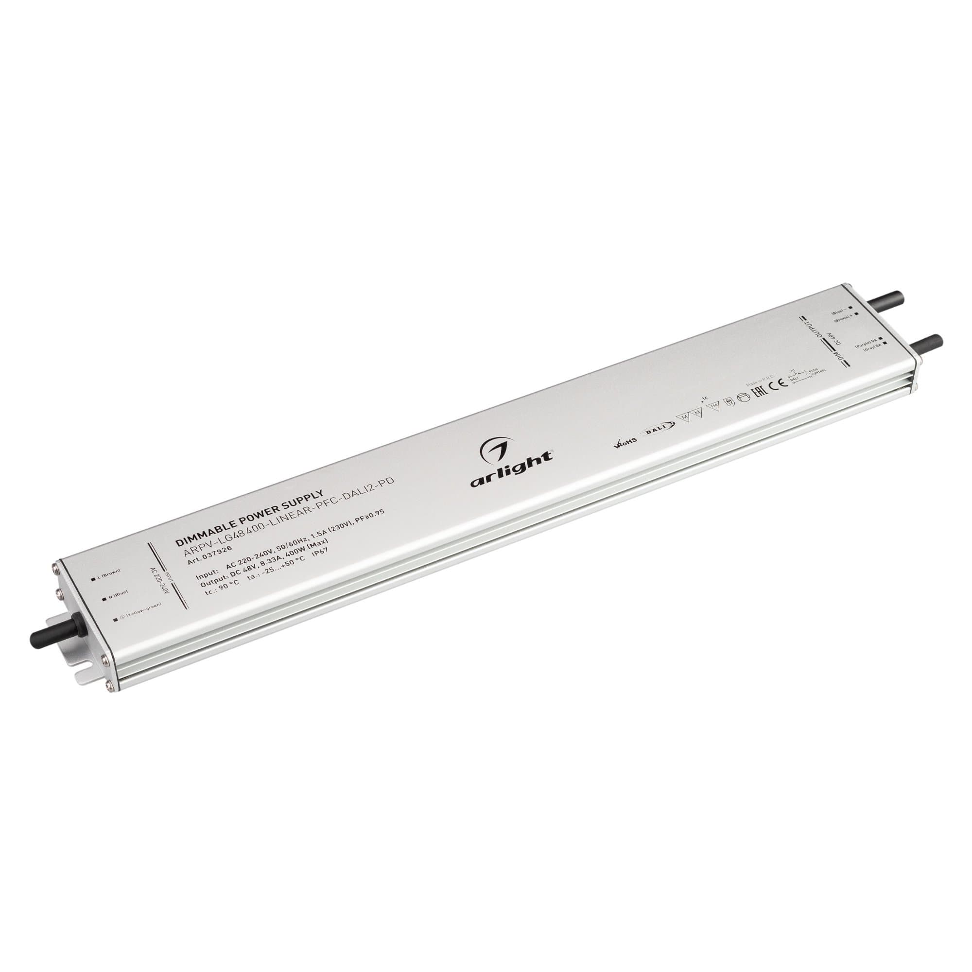 Arlight Блок питания ARPV-LG48400-LINEAR-PFC-DALI2-PD (48V, 8.3A, 400W) (IP67 Металл, 5 лет) 037926 — миниатюра 1