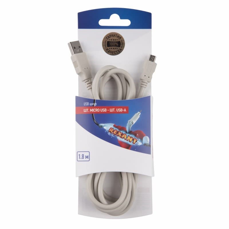 Шнур шт. micro USB - шт USB-A 1.8M Rexant 06-3154