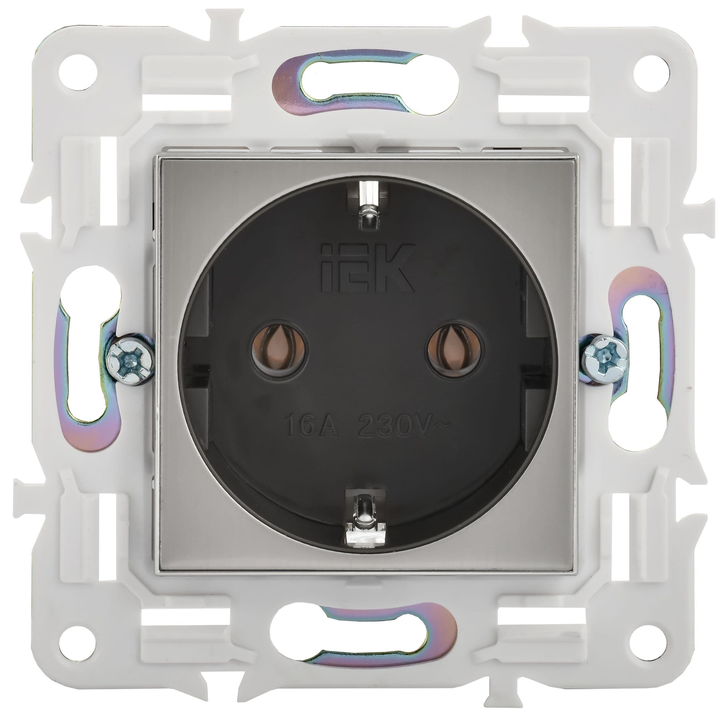 IEK SKANDY Никель Розетка с/з без защитных шторок 16А SK-R05N — миниатюра 2