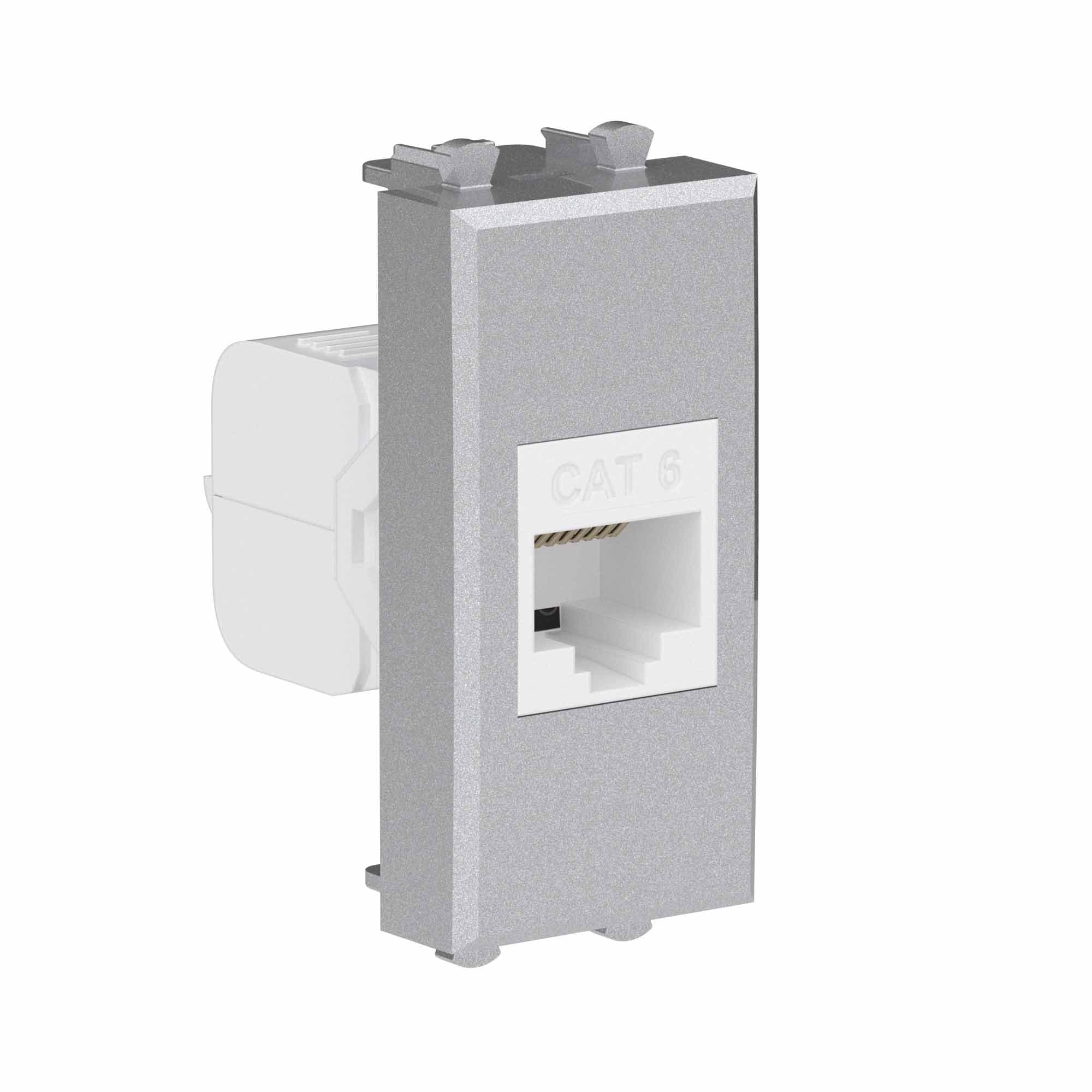 DKC Компьютерная розетка RJ-45 без шторки модульная, кат.6, "Avanti", "Закаленная сталь", 1 модуль — миниатюра 2