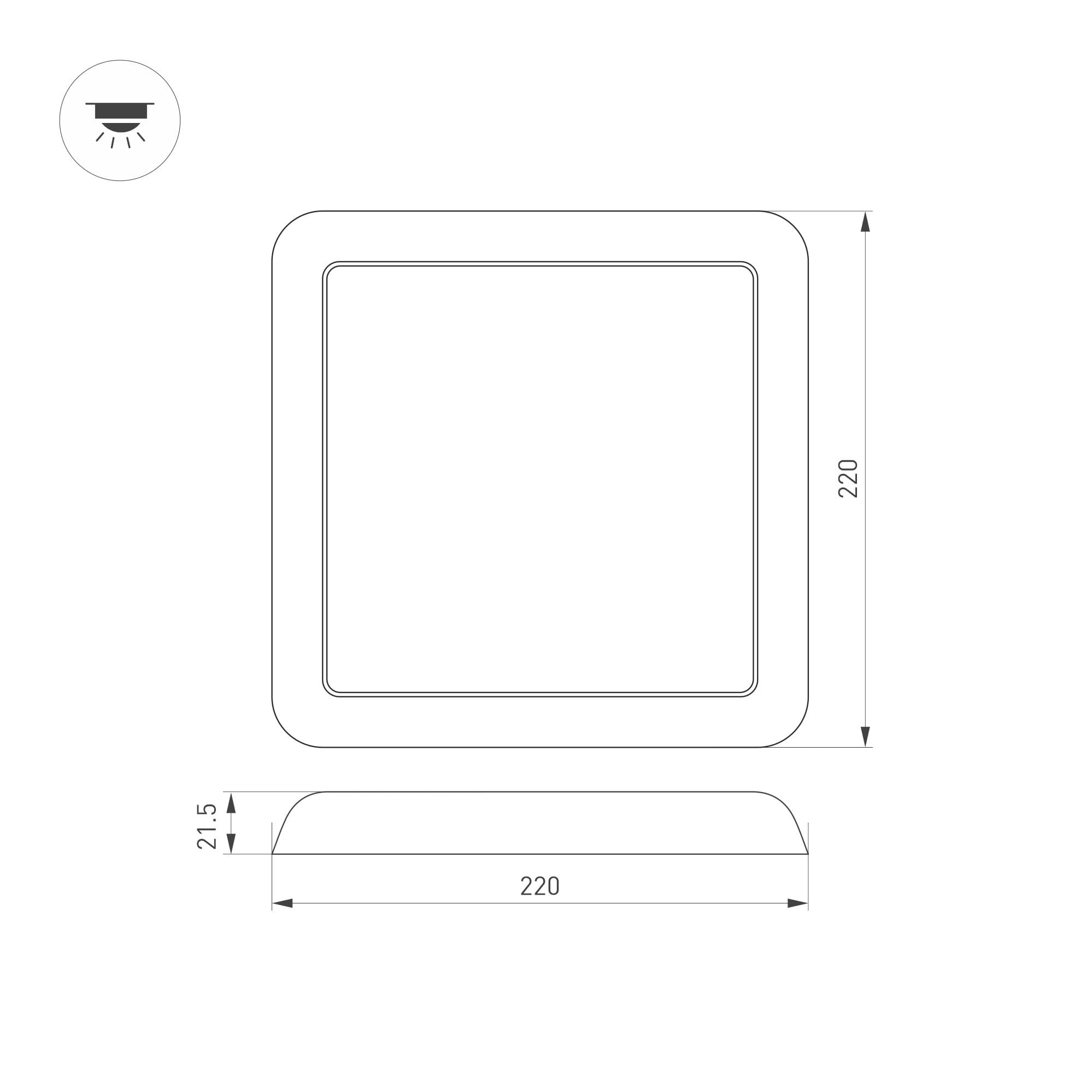 Arlight Светильник CL-FIOKK-S220x220-18W Day4000-MIX (WH, 120 deg, 230V) (IP44 Пластик, 3 года) 034471 — миниатюра 3