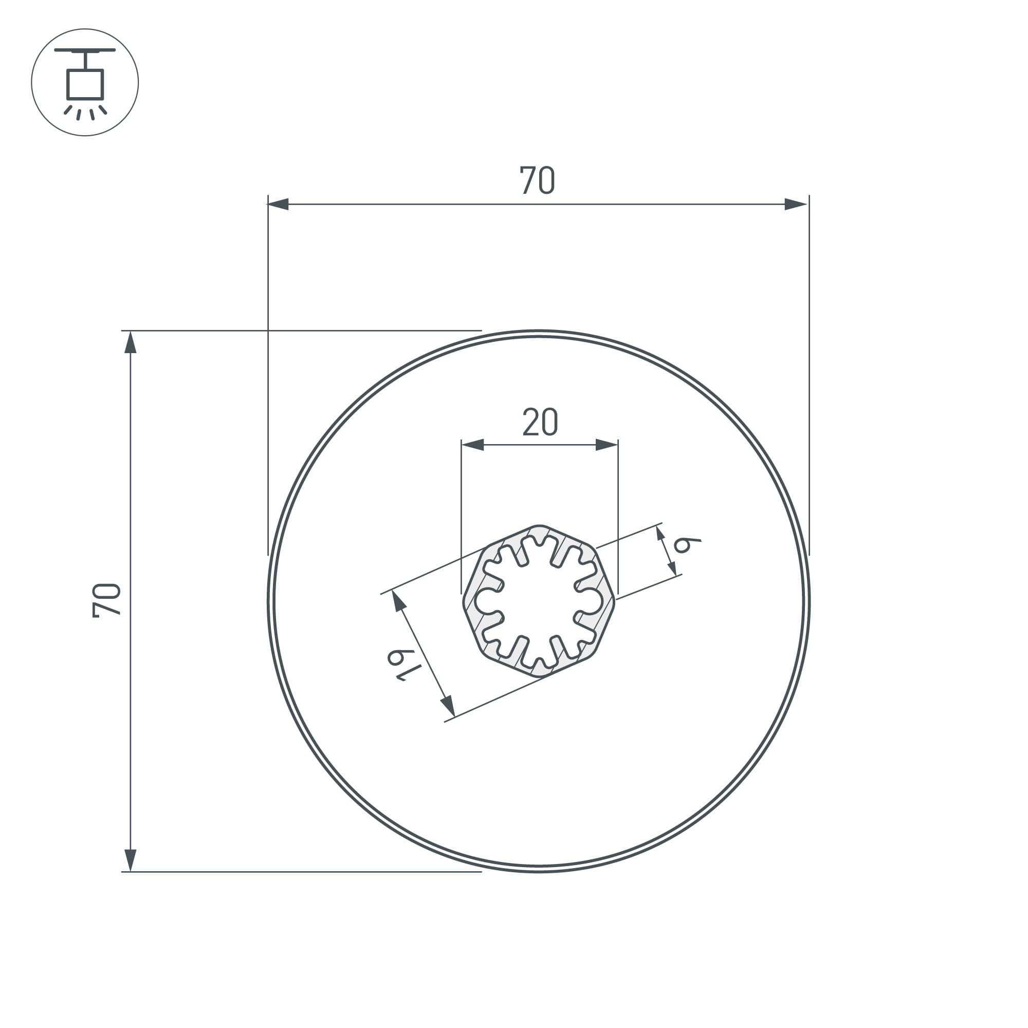 Arlight Профиль SL-ROUND-D70-360deg-2000 ANOD (Алюминий) 037770 — миниатюра 5