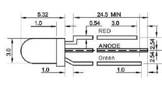 Arlight Светодиод ARL-3514EGW/3L (anode) (3мм (круглый)) 010710 — миниатюра 2