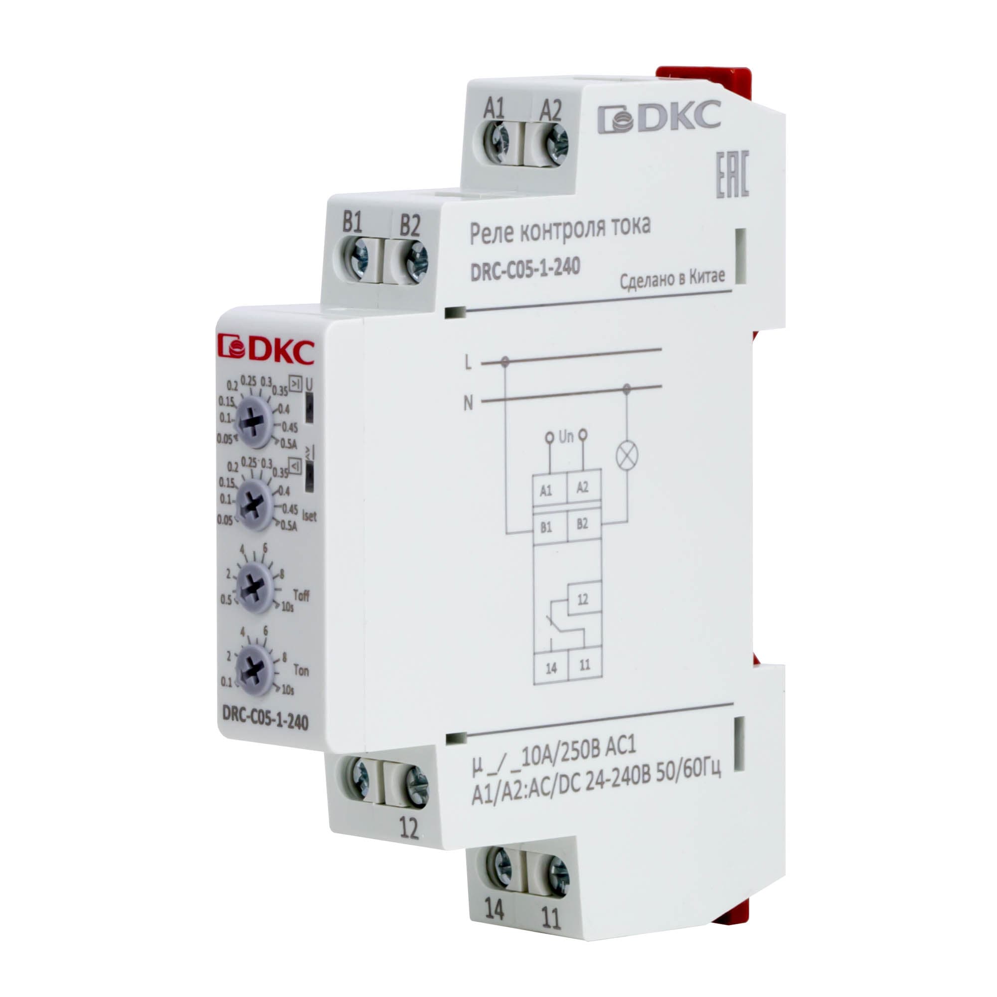 DKC Реле контроля тока, тип DRC, 0.05-0.5А, конфигурация контакта 1CO, 24-240 AC/DC — миниатюра 2