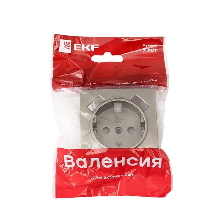 EKF PROxima Валенсия лицевая панель розетки 1-местной с/з 16А кашемир с защ. штор. с 2 USB 2,1А — миниатюра 2