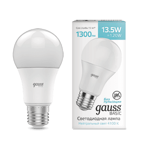 Gauss Лампа Basic A60 13,5W 1300lm 4100K Е27 LED 1023224 — миниатюра 1