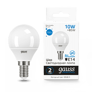 Gauss Лампа Elementary Шар 10W 750lm 6500K Е14 LED 53130