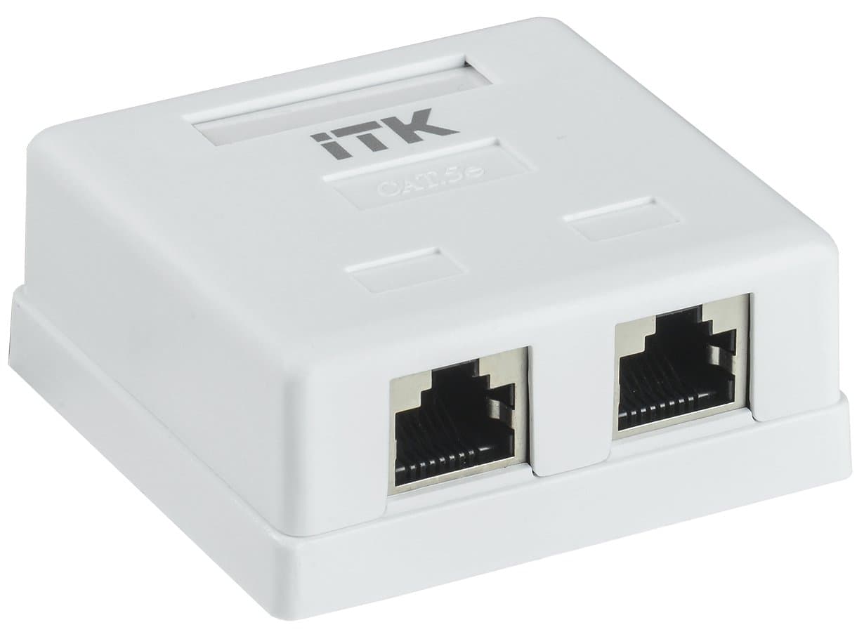 IEK ITK Настенная информационная розетка RJ45 категория 5E FTP 2-порт CS2-1C5EF-22 — миниатюра 1