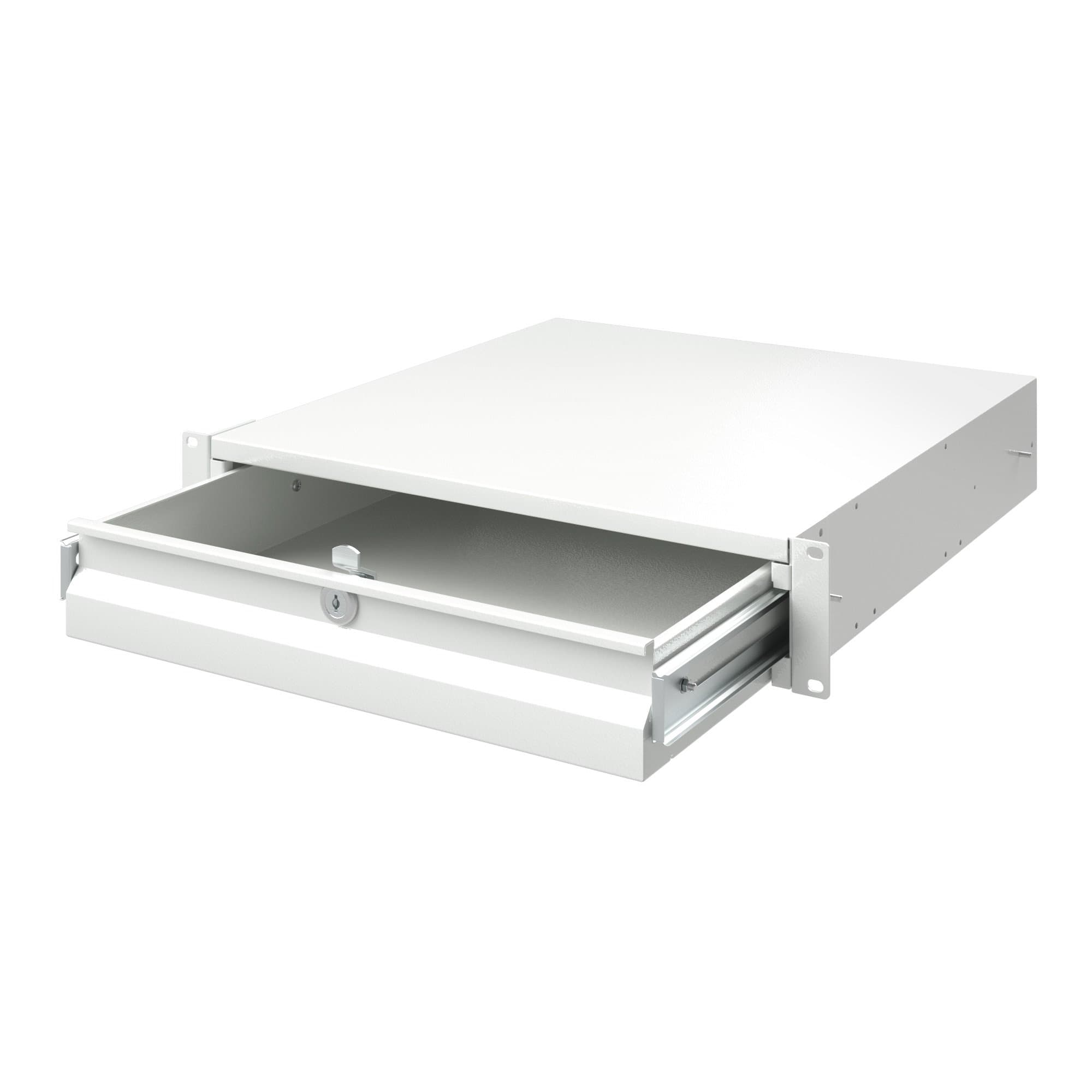 DKC Ящик 2U выдвижной с ключом, глубина 300мм, для 19" IT-корпусов, RAL7035 — миниатюра 2