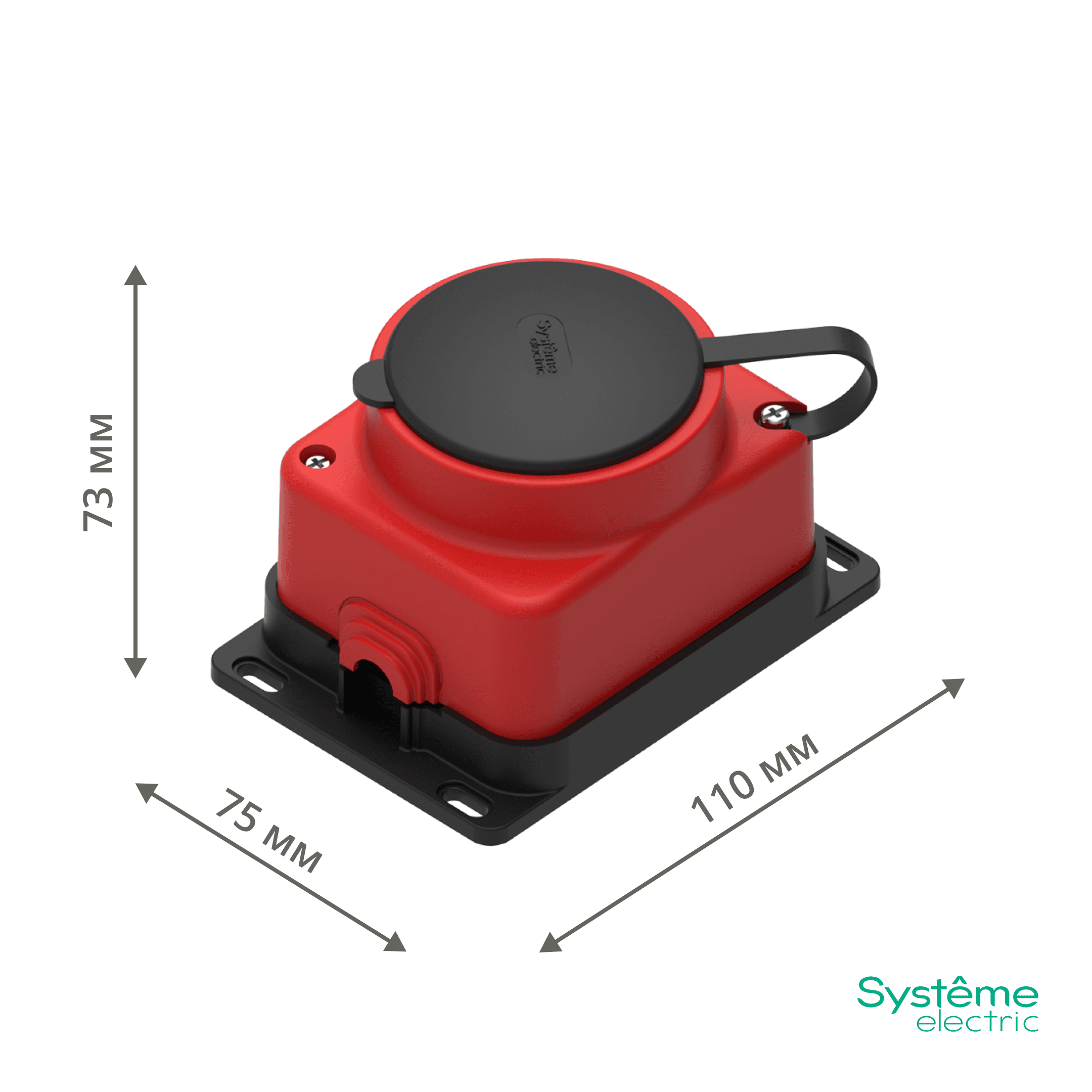 Systeme Electric MultiSet Красная Розетка 2К+З открытой установки каучуковая 16А/250В IP44 — миниатюра 2